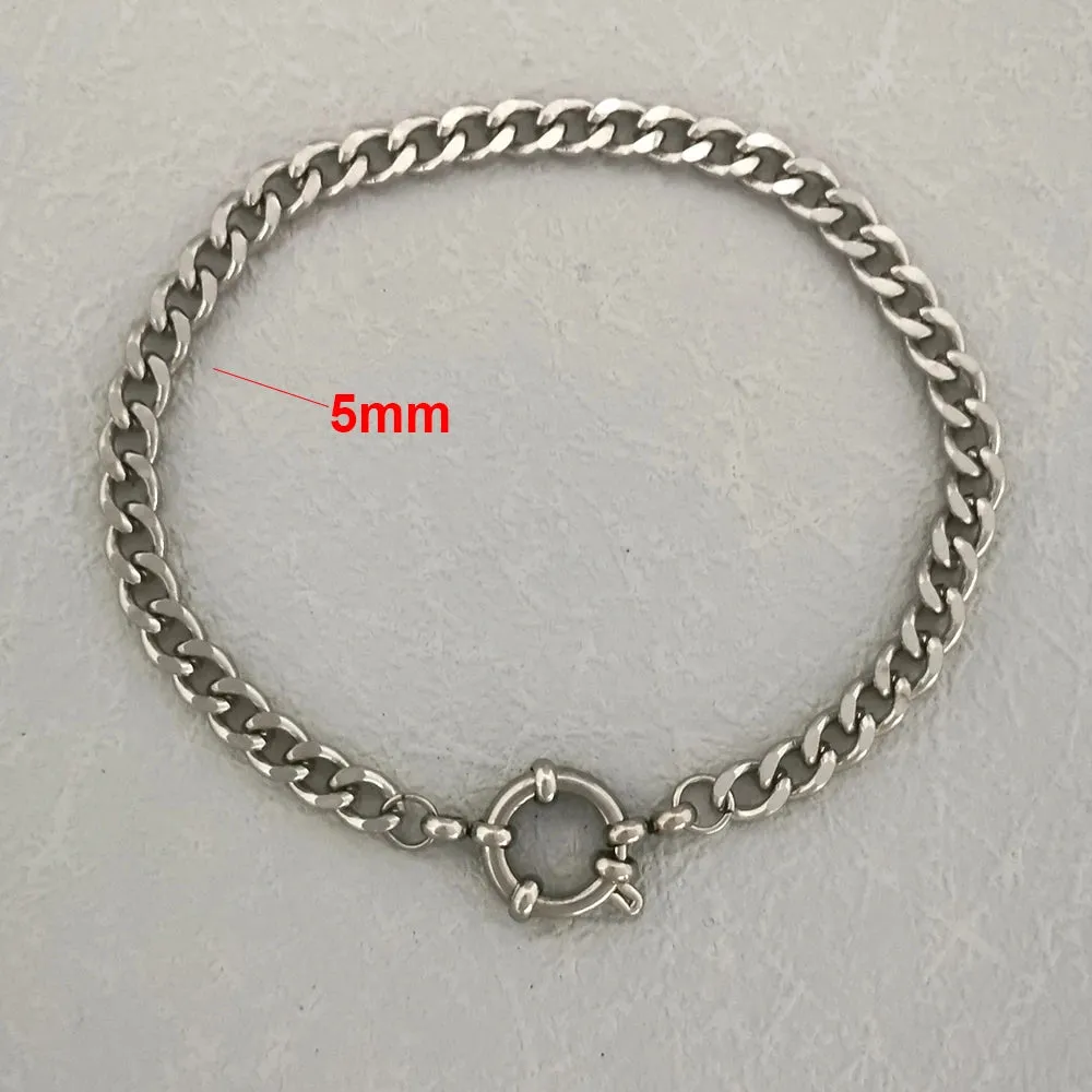 Bracelet Men Stainless Steel Twist Rope Chain Geometric Link Basic