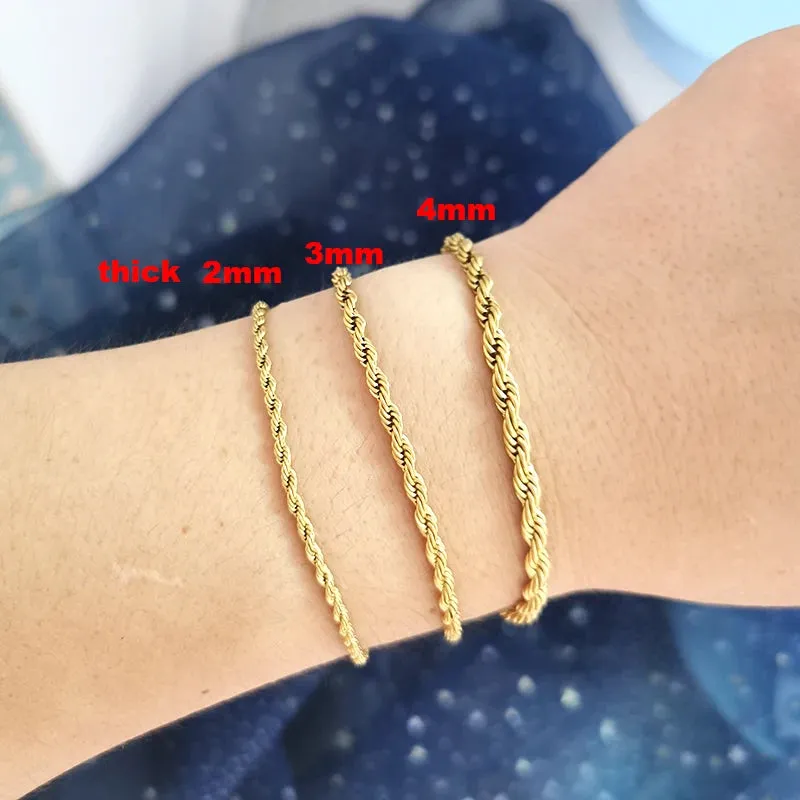 Bracelet Men Stainless Steel Twist Rope Chain Geometric Link Basic