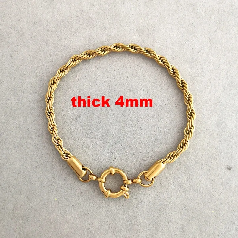 Bracelet Men Stainless Steel Twist Rope Chain Geometric Link Basic