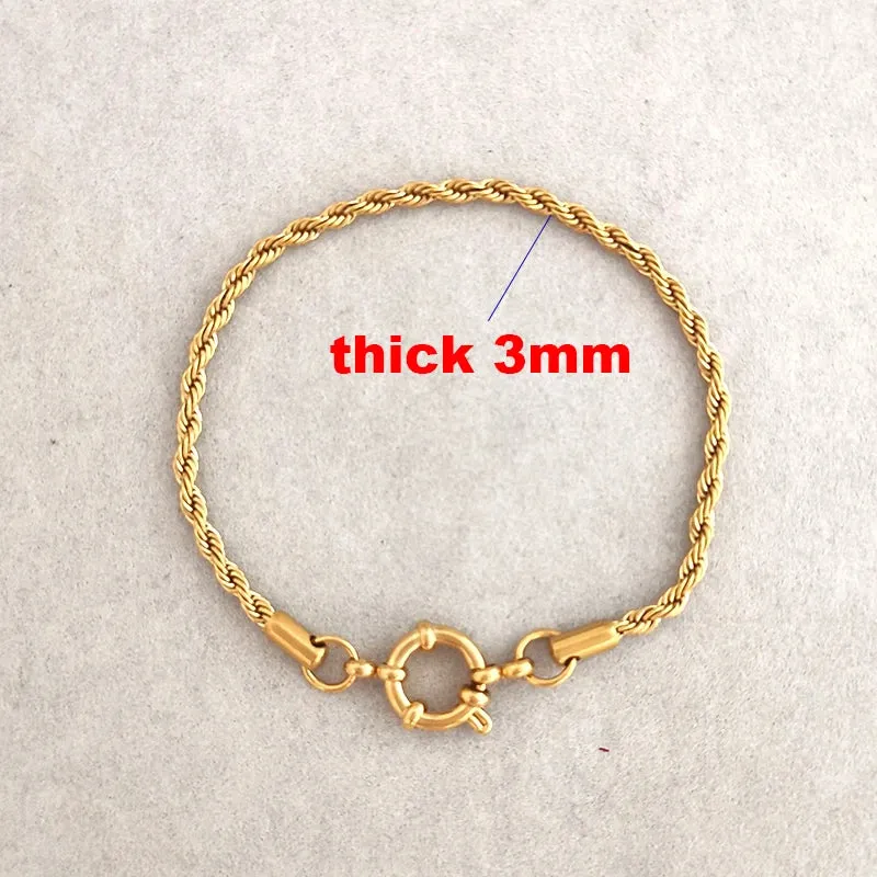Bracelet Men Stainless Steel Twist Rope Chain Geometric Link Basic