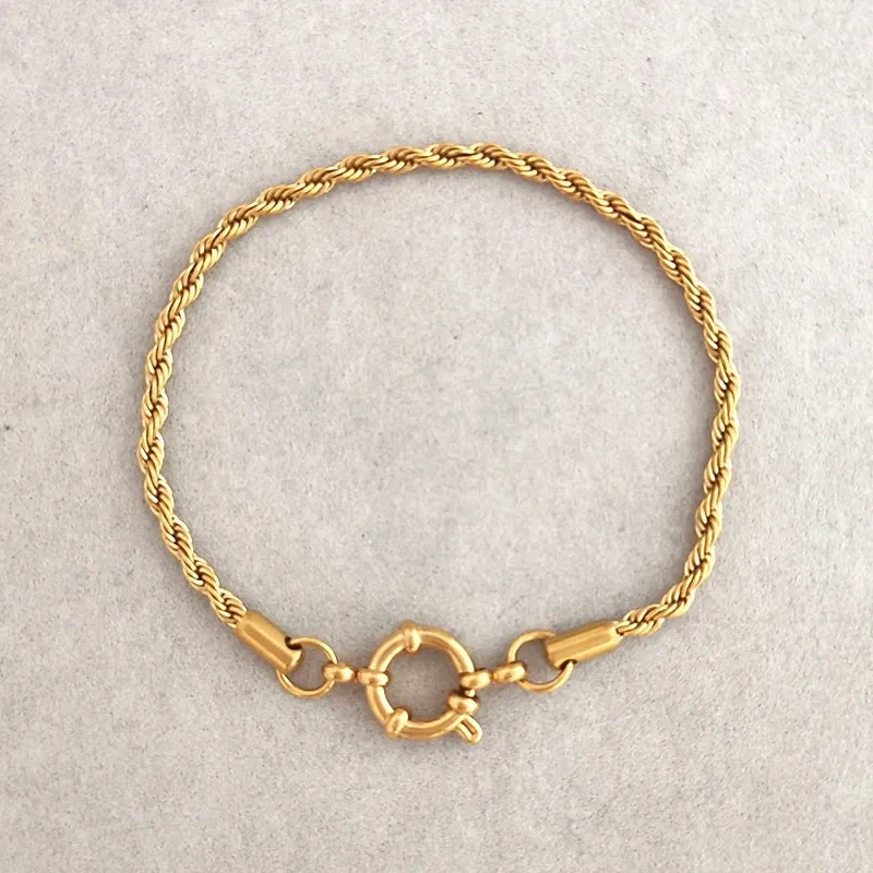 Bracelet Men Stainless Steel Twist Rope Chain Geometric Link Basic