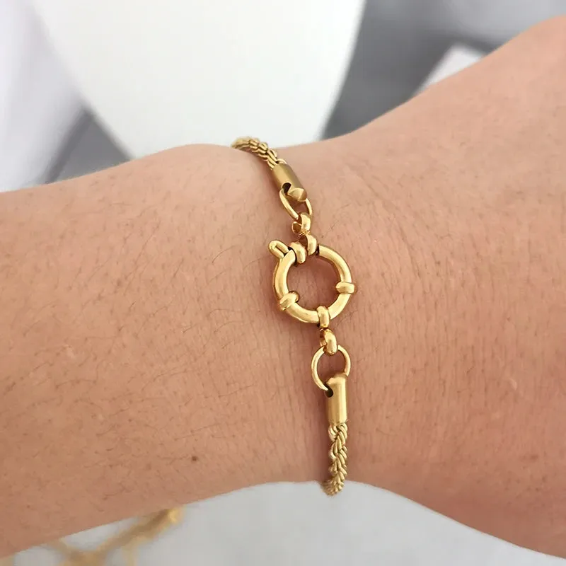 Bracelet Men Stainless Steel Twist Rope Chain Geometric Link Basic