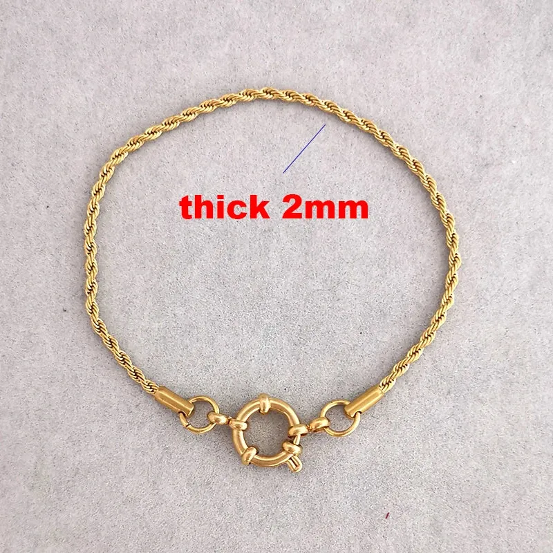 Bracelet Men Stainless Steel Twist Rope Chain Geometric Link Basic