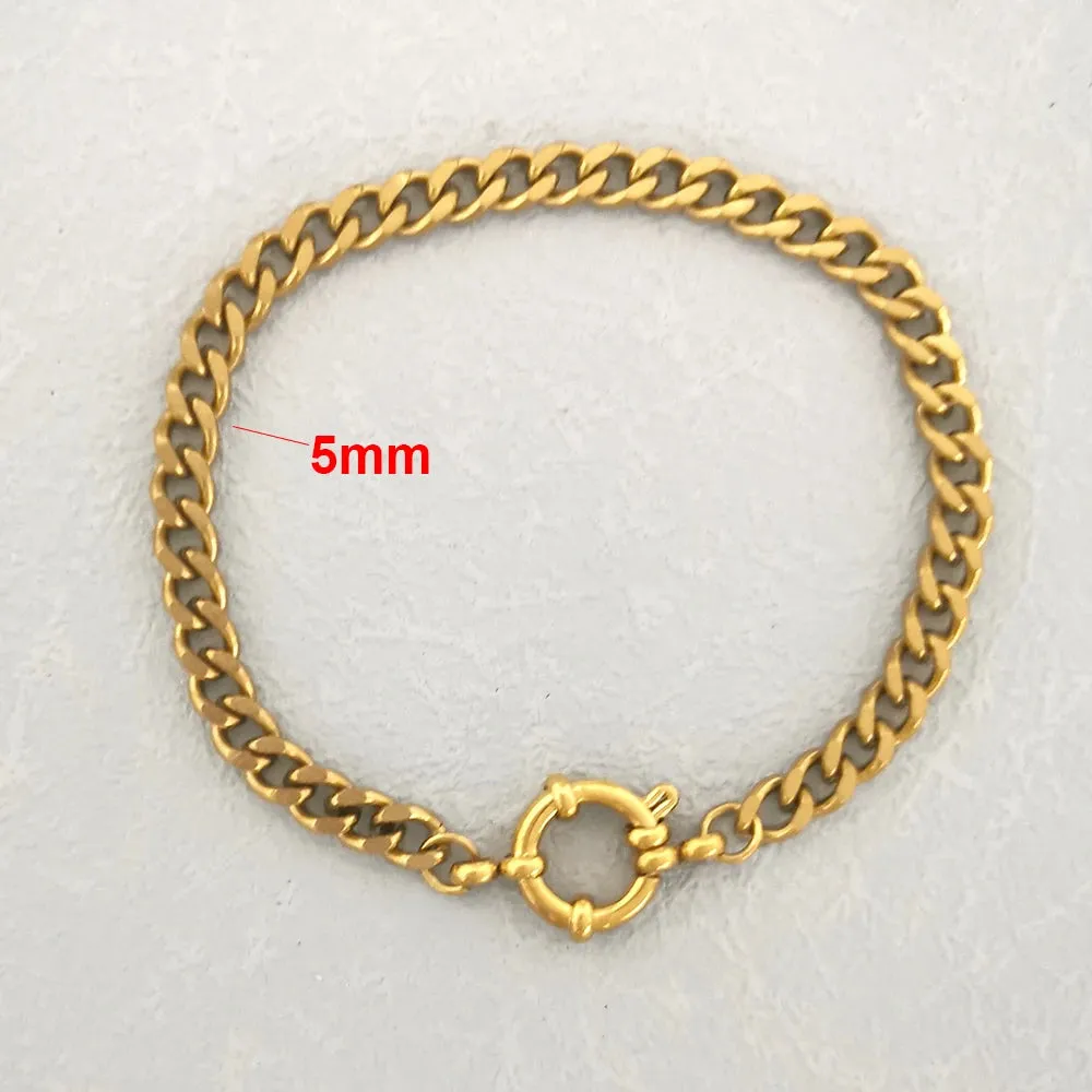Bracelet Men Stainless Steel Twist Rope Chain Geometric Link Basic