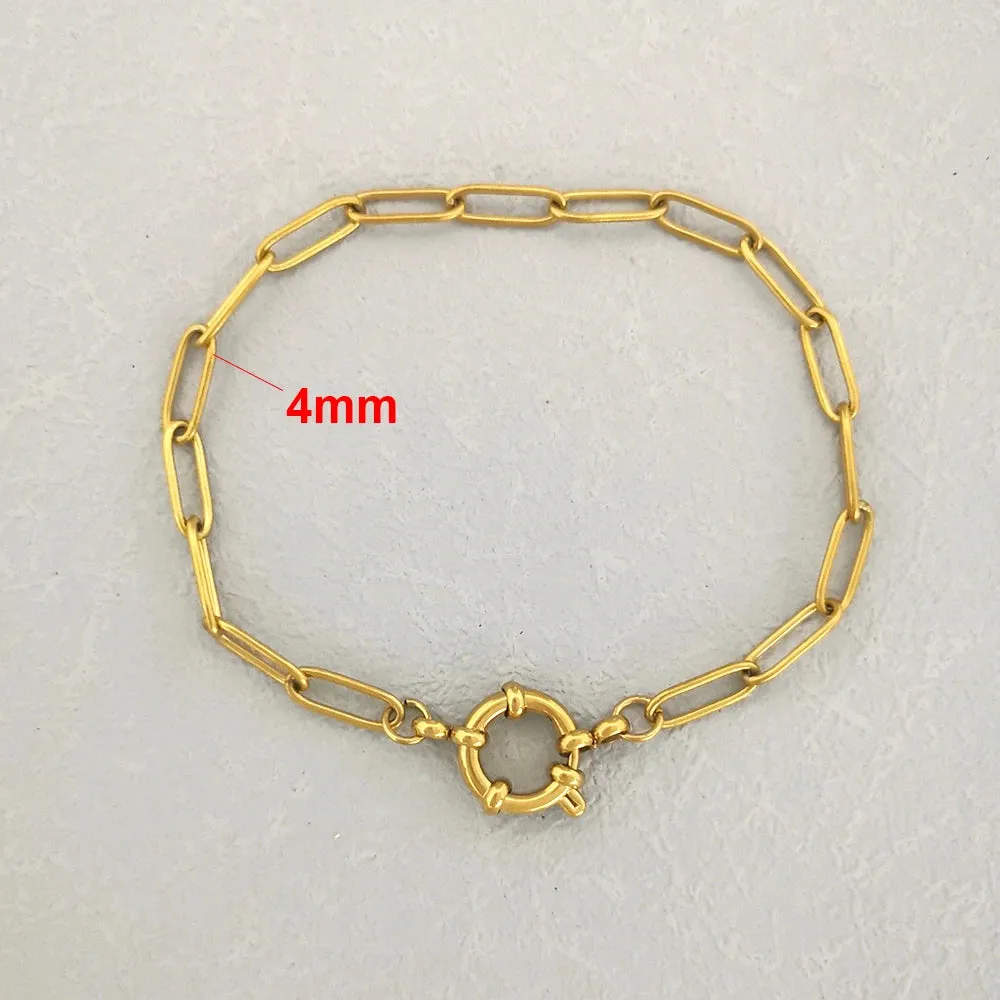 Bracelet Men Stainless Steel Twist Rope Chain Geometric Link Basic