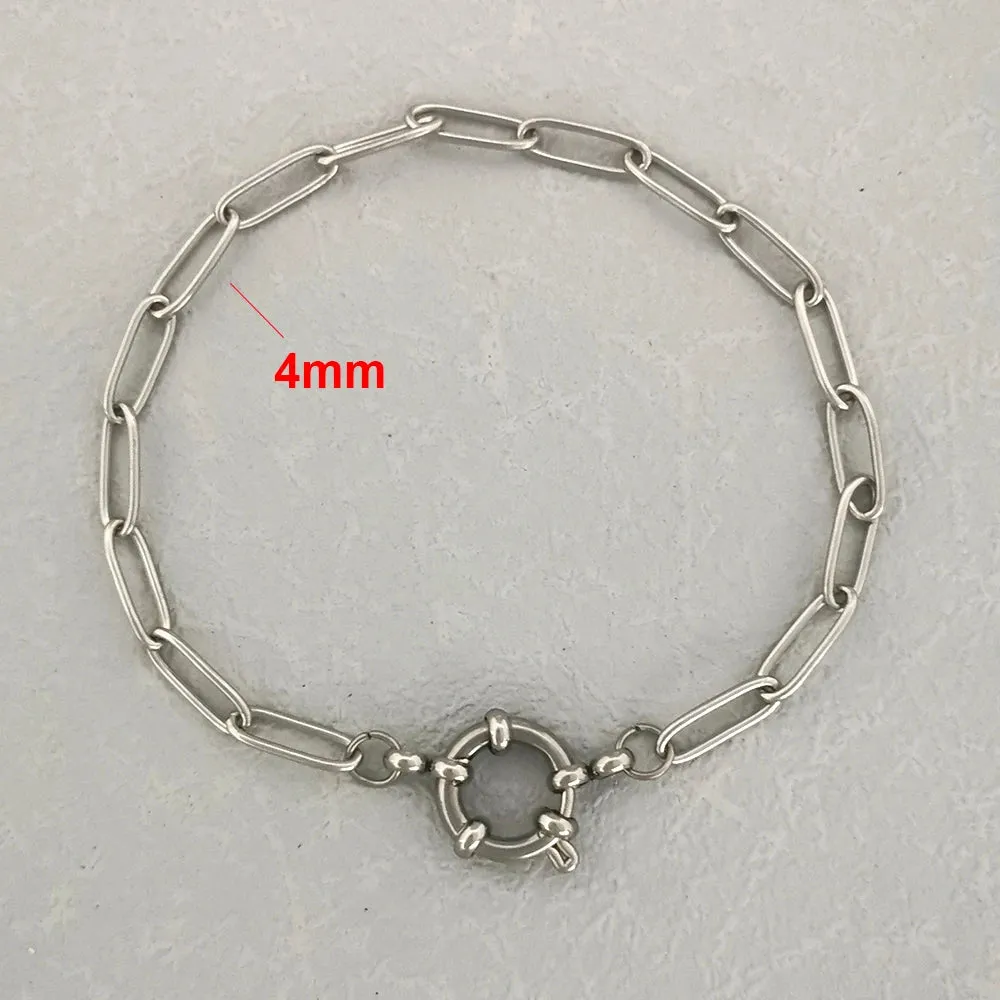 Bracelet Men Stainless Steel Twist Rope Chain Geometric Link Basic
