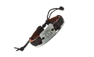 Braid Vintage Leather Moon Sun Charm Bracelet For Unisex