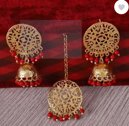 Bridal Alloy Kundan Earrings & Maang Tikka Set – Timeless Indian Jewelry