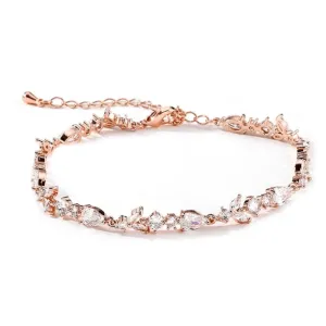 Brides Rose Gold Crystal Wedding Bracelet 7739