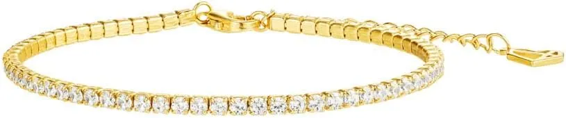 CAITLYNMINIMALIST Dainty Classic CZ Diamond 18K Gold Sterling Silver Adjustable Tennis Bracelet for Women Gift for Her