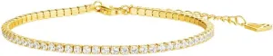 CAITLYNMINIMALIST Dainty Classic CZ Diamond 18K Gold Sterling Silver Adjustable Tennis Bracelet for Women Gift for Her