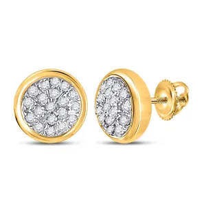 Captivating Cluster of Brilliance: 10kt Yellow Gold Womens Round Diamond Earrings