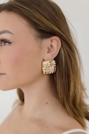 Carson Layered Square Chunky Earrings Gold