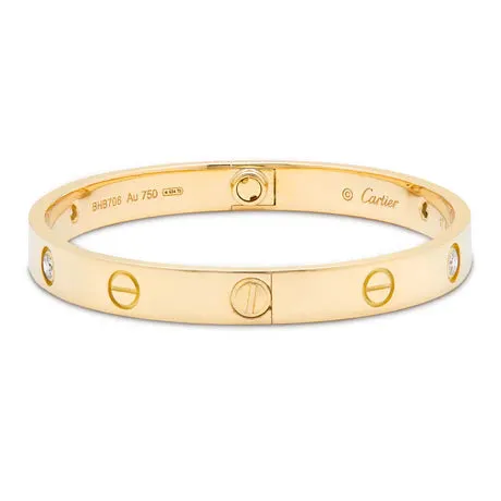 Cartier Metallic 4 Diamond Love Bracelet Ref B6070017 One Size