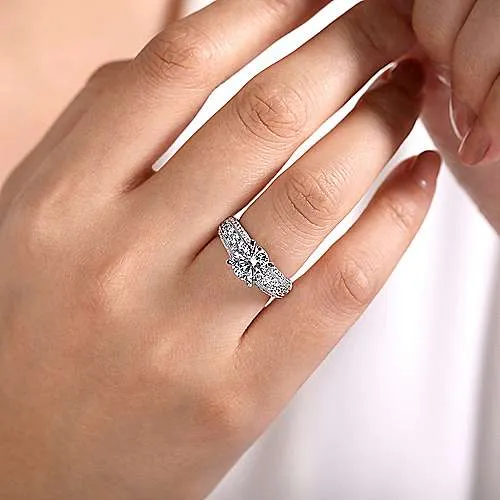 Channel Set Round Diamond Ring 14K White Gold 1.29 Cttw 344
