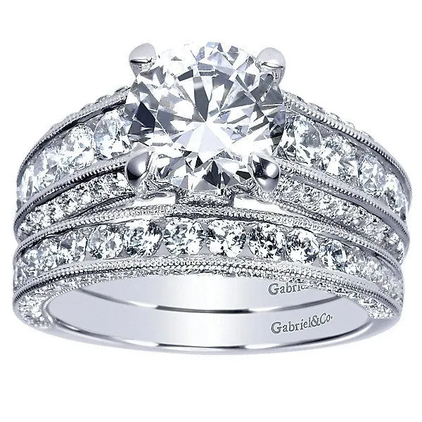 Channel Set Round Diamond Ring 14K White Gold 1.29 Cttw 344