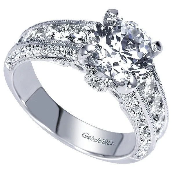 Channel Set Round Diamond Ring 14K White Gold 1.29 Cttw 344