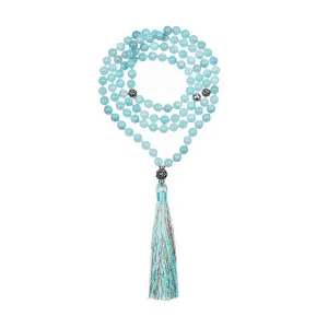 Cherry Tree Collection | Mala Necklace | 108 Hand-Knotted 8mm Round Beads (Amazonite)