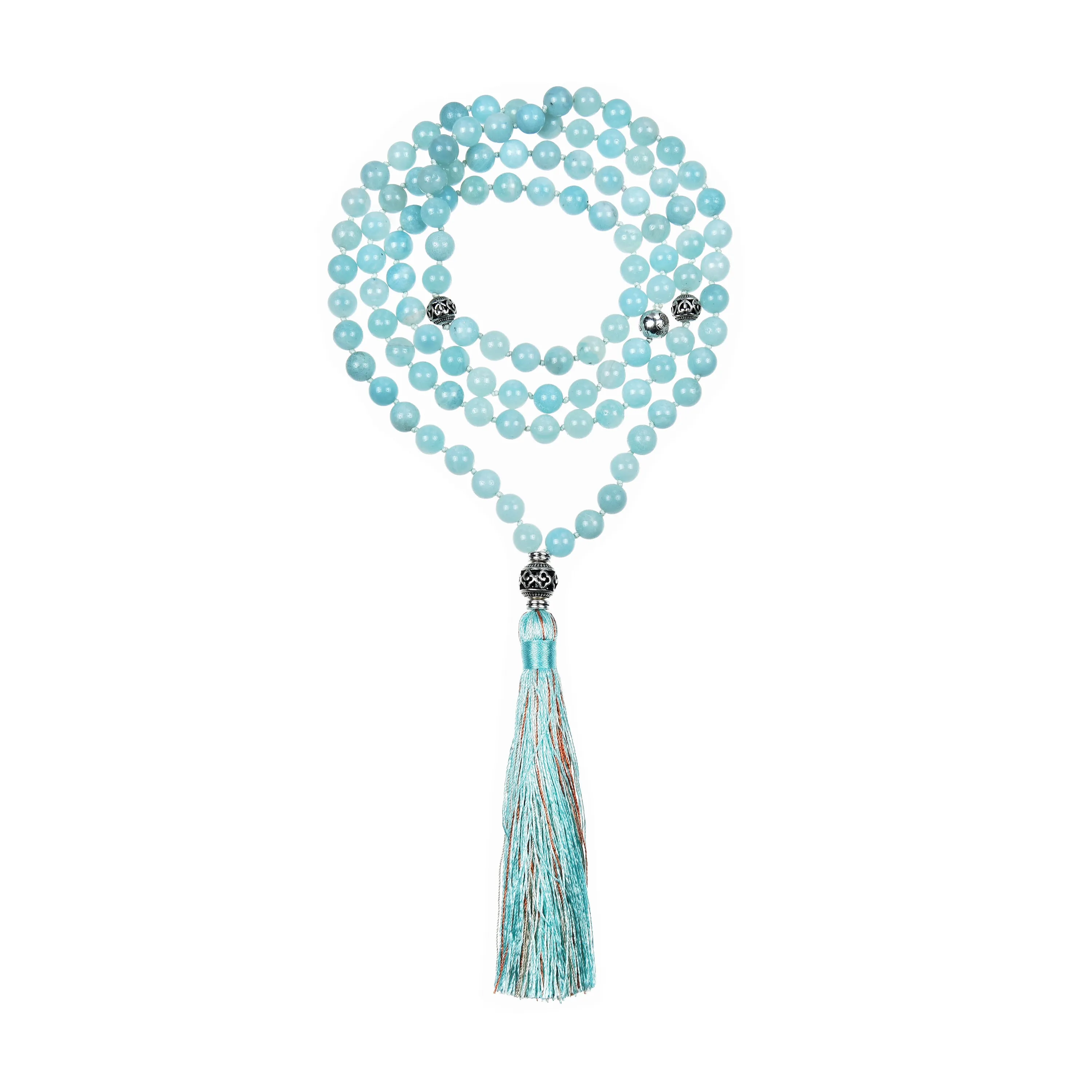 Cherry Tree Collection | Mala Necklace | 108 Hand-Knotted 8mm Round Beads (Amazonite)