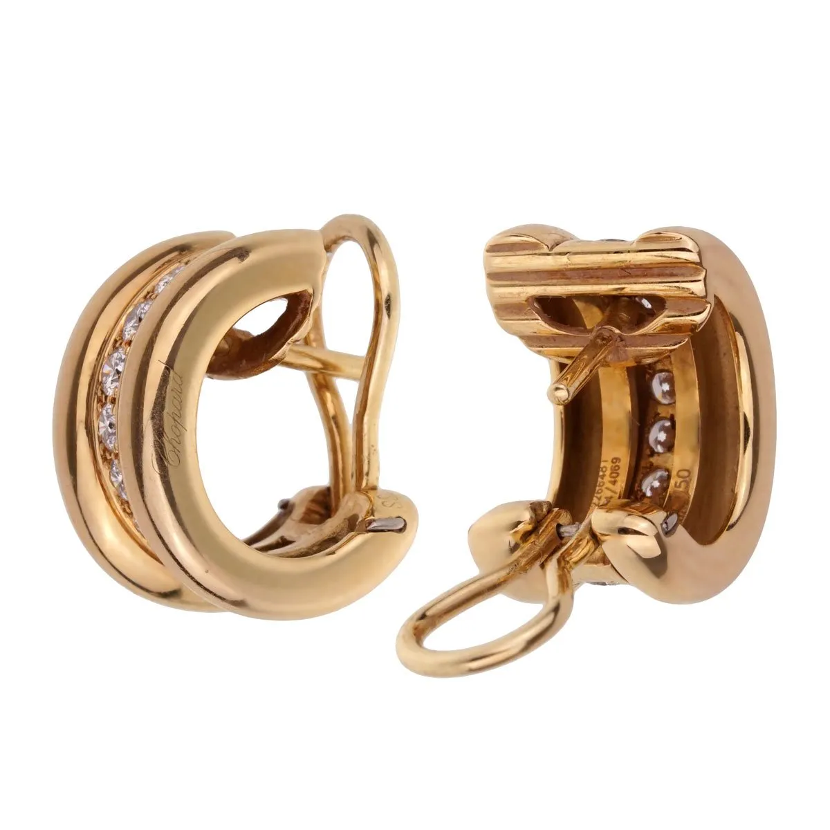 Chopard La Strada Diamond Yellow Gold Hoop Earrings