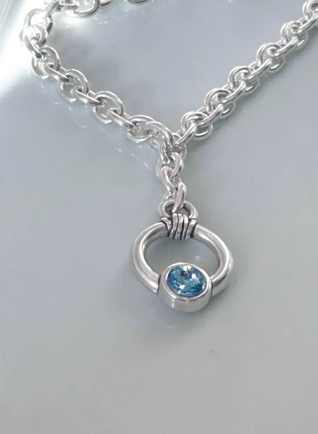 Circle Swarovski Statement Chain Necklace
