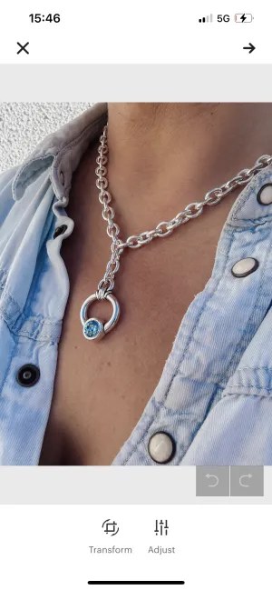 Circle Swarovski Statement Chain Necklace