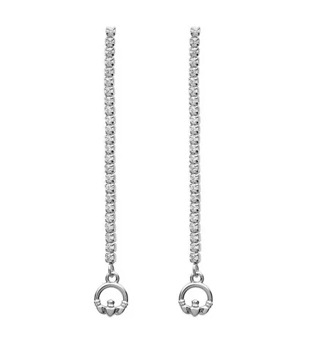 Claddagh Long Drop Earrings