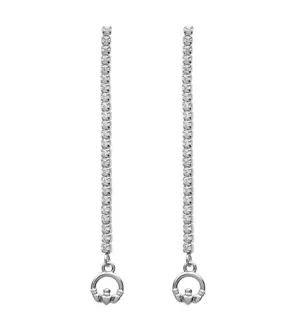 Claddagh Long Drop Earrings