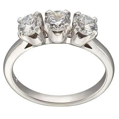 Classic Airline Three Stone Engagement Ring Setting