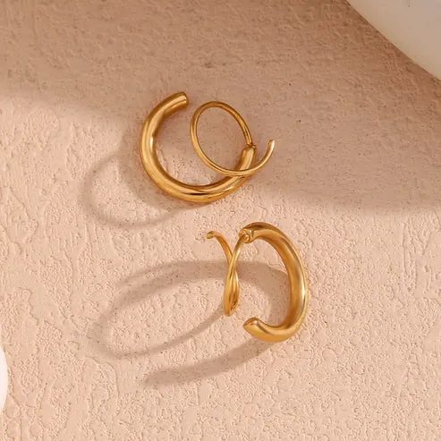 Classic Dual Hoop Earrings Gold