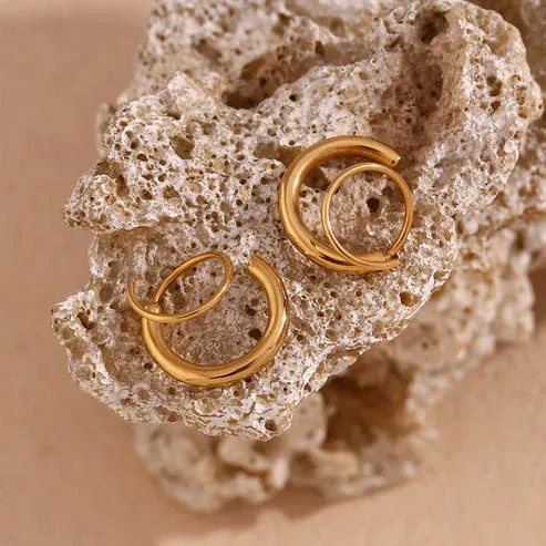 Classic Dual Hoop Earrings Gold