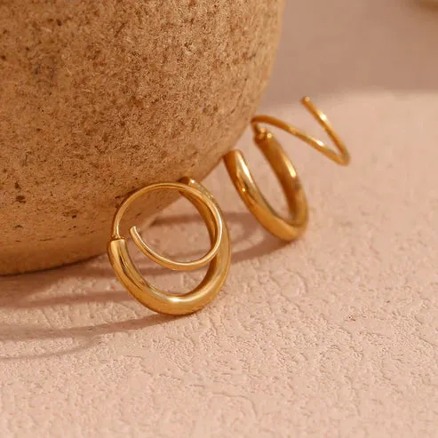 Classic Dual Hoop Earrings Gold