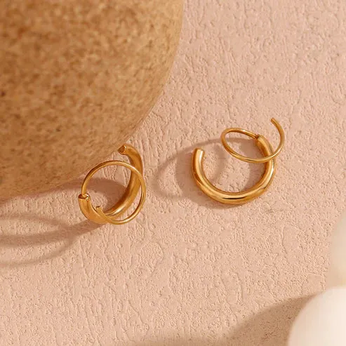Classic Dual Hoop Earrings Gold
