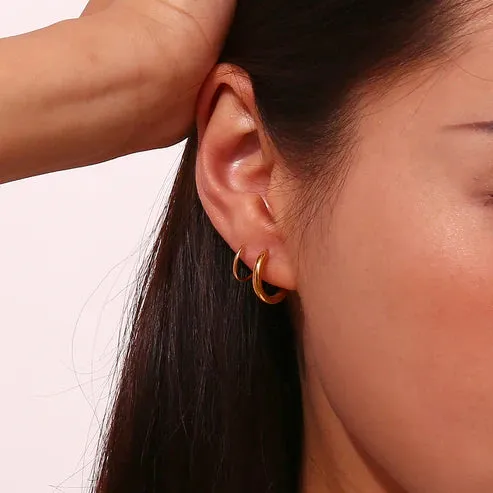 Classic Dual Hoop Earrings Gold