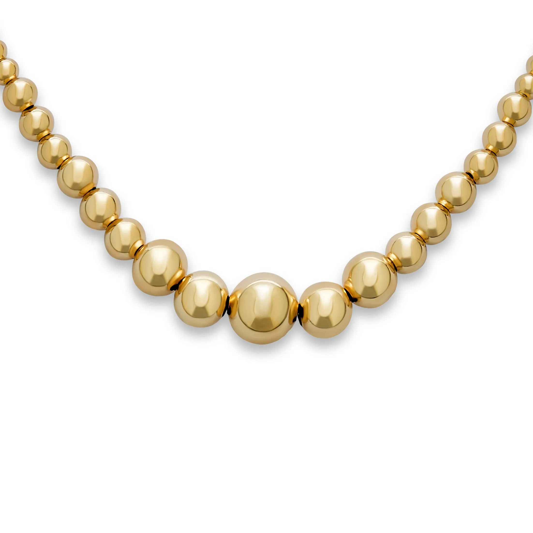 Classic Elegant Round Ball Pendant Necklace Gold Plated Graduated 3-10MM Choker