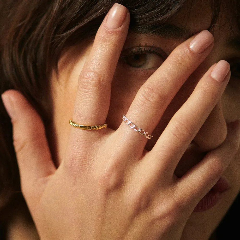 Classic Rope Band Ring 18ct Gold Plate