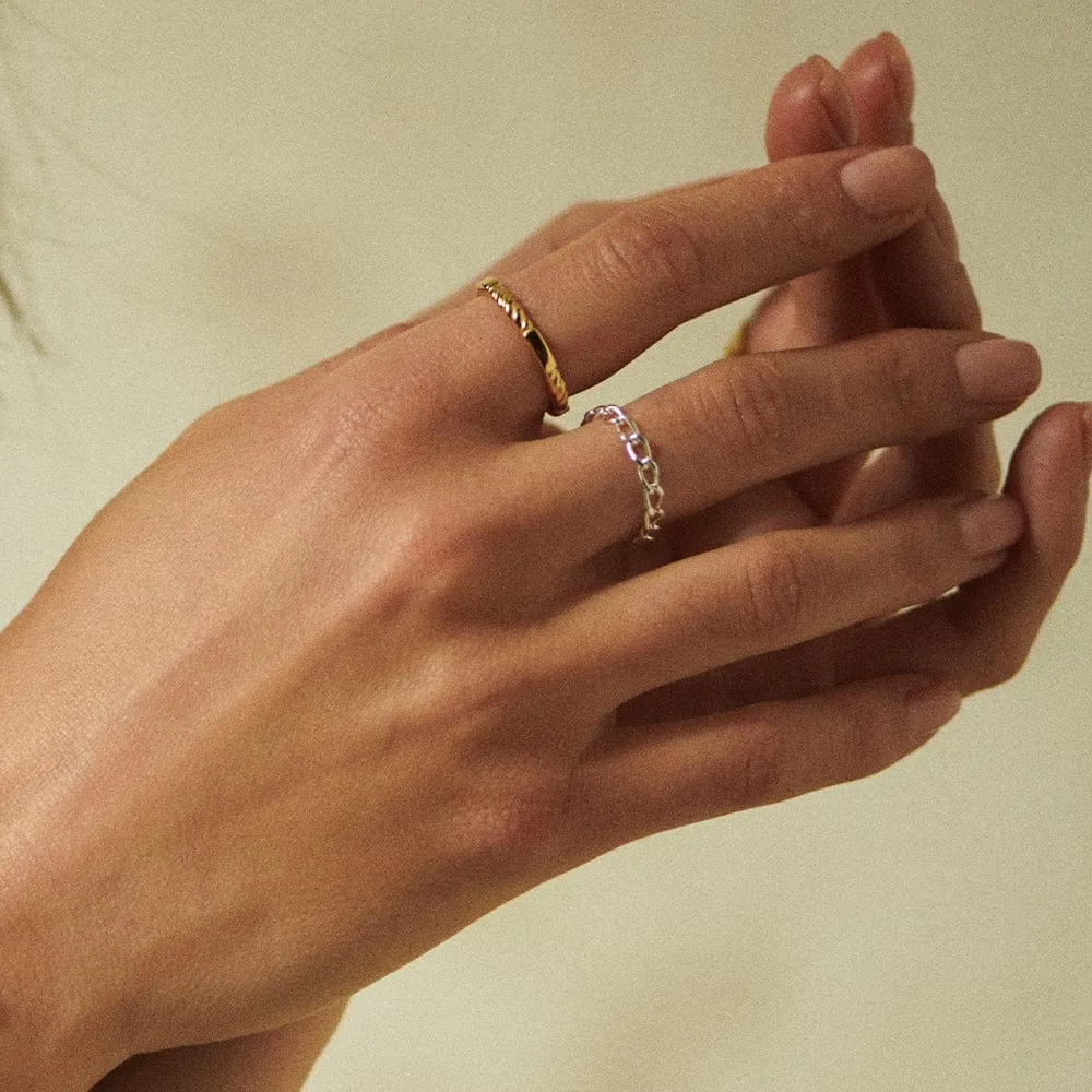 Classic Rope Band Ring 18ct Gold Plate