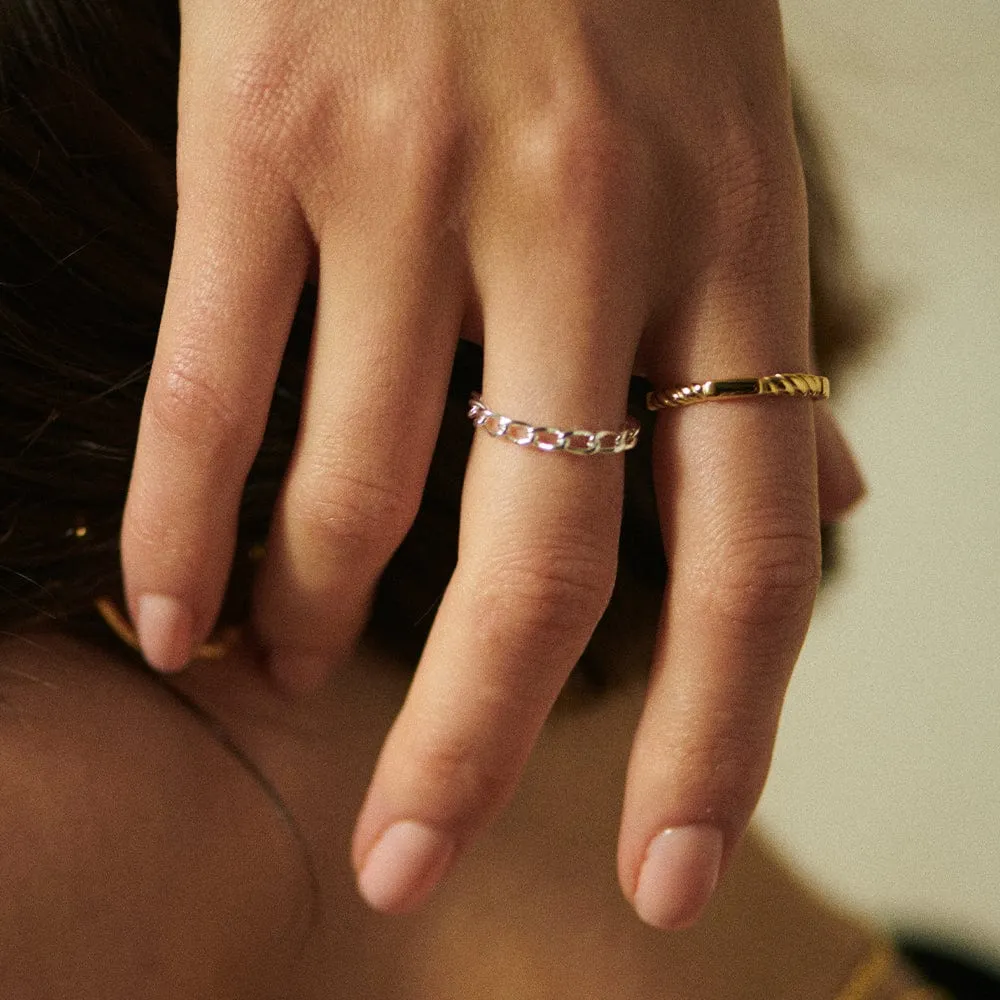 Classic Rope Band Ring 18ct Gold Plate