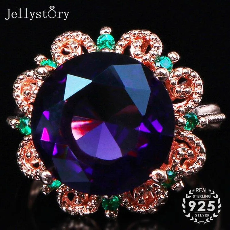 Classic Silver Amethyst Gemstone Charms ring
