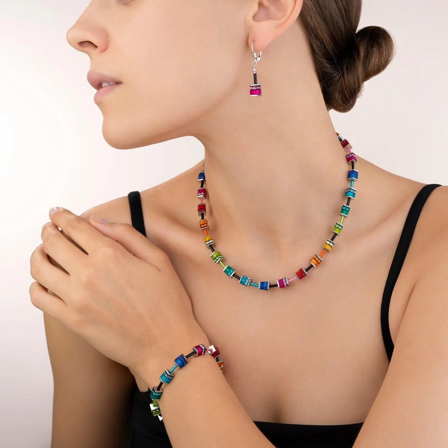 Coeur De Lion Multicolour Swarovski® Crystals Geo Cube Earrings