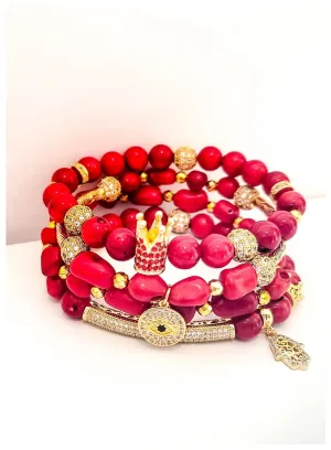 Coral Crown Bracelet set