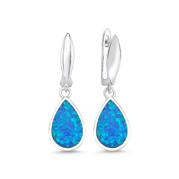 Created opal teardrop earrings in sterling silver