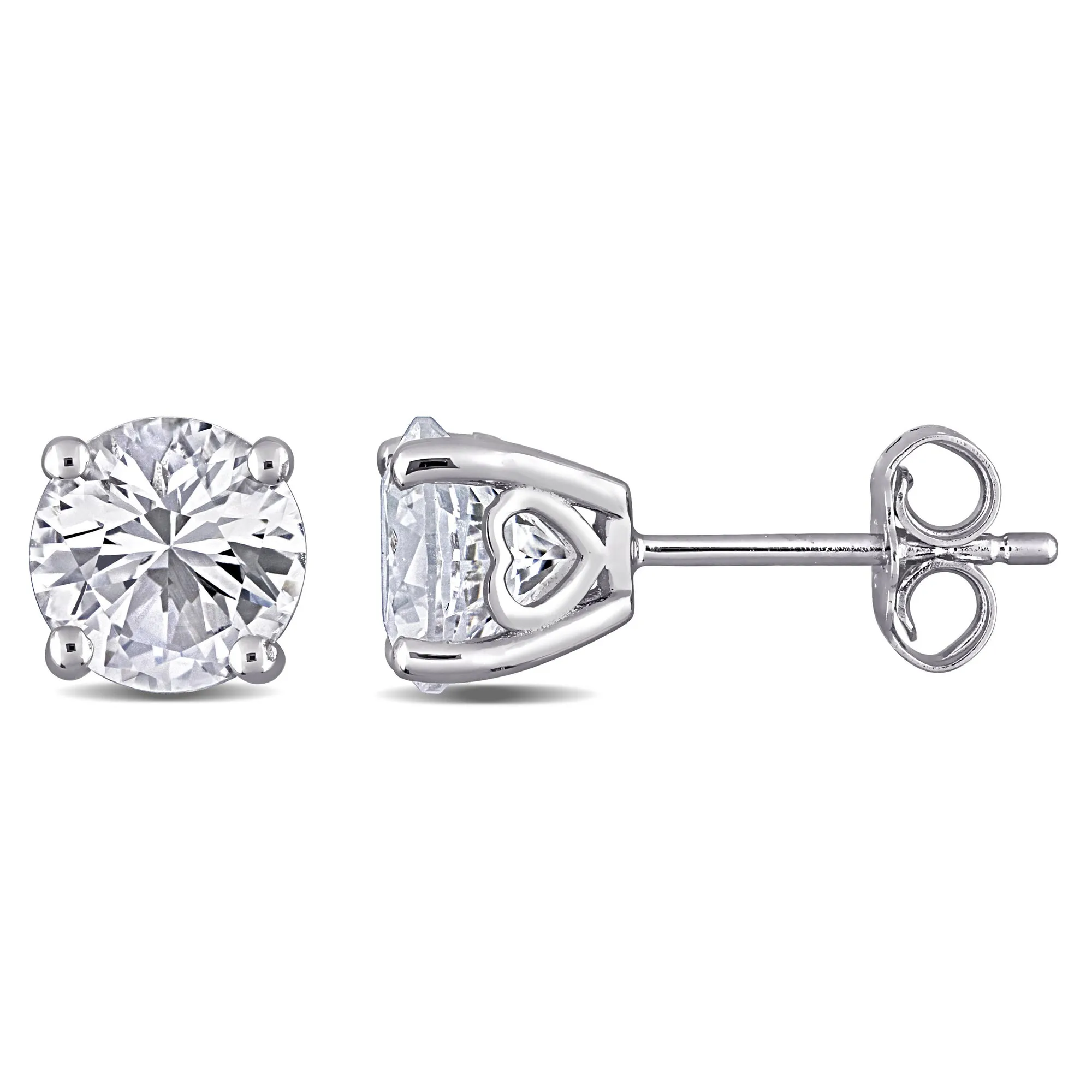 Created White Sapphire Sterling Silver Stud Earrings