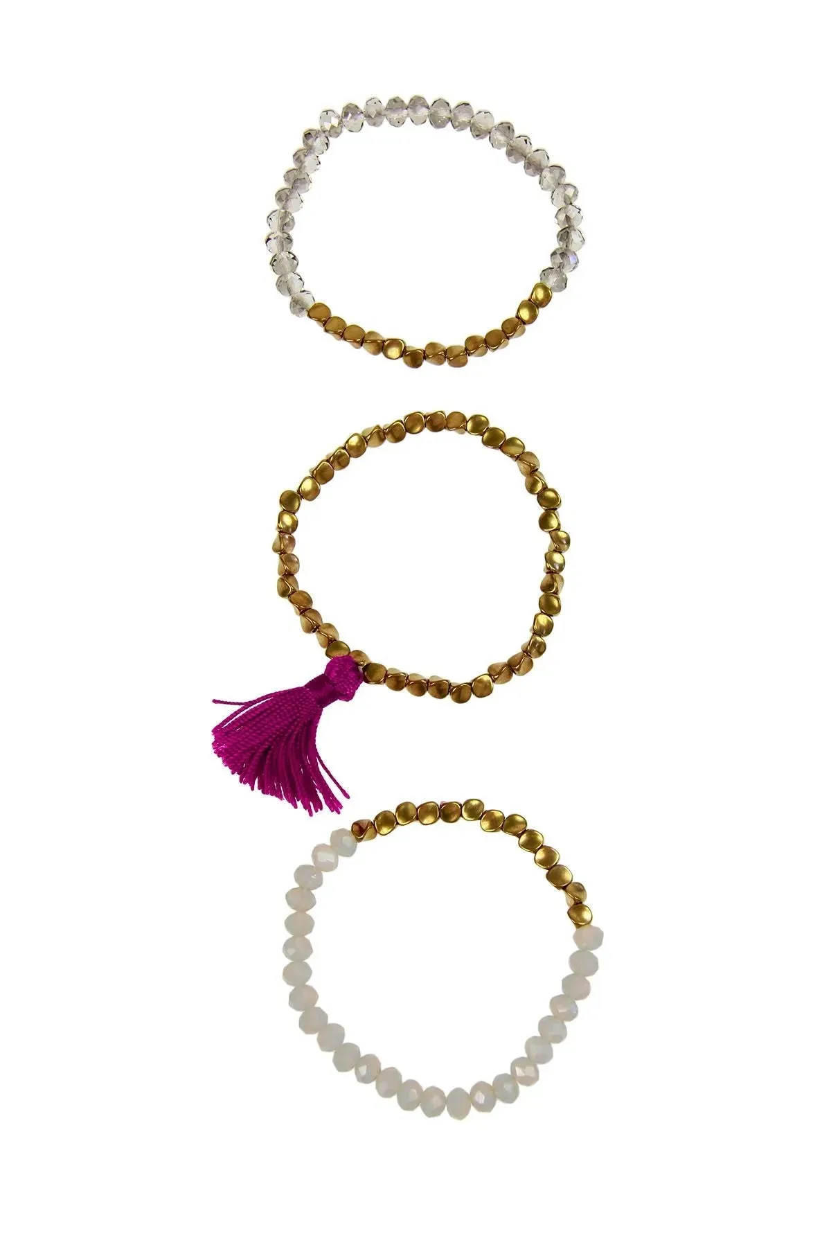 Crystal Beaded Tassel Bracelet Set
