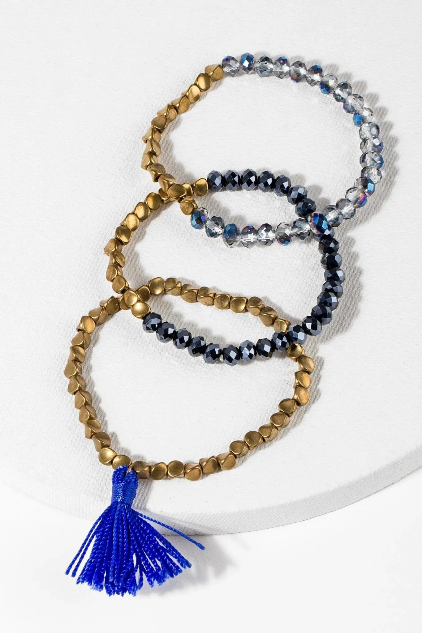Crystal Beaded Tassel Bracelet Set