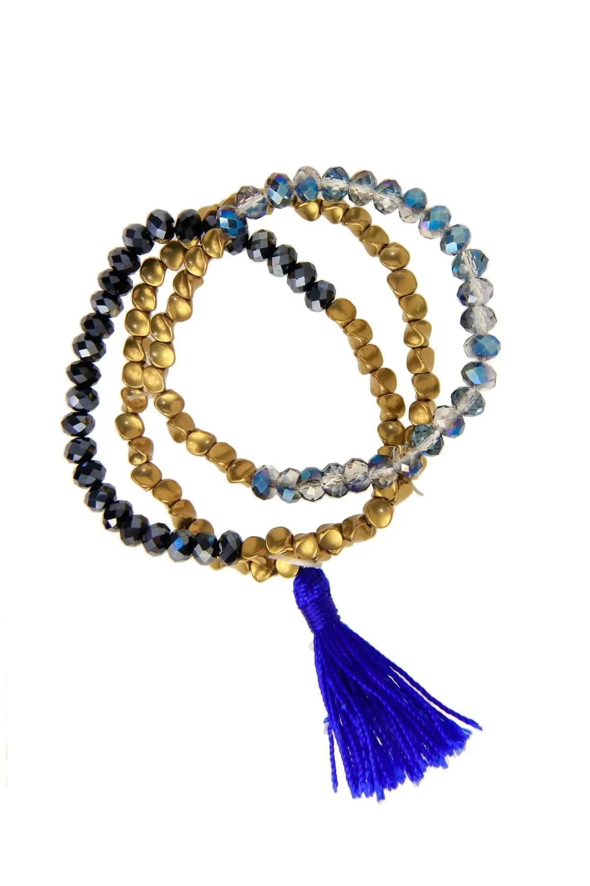 Crystal Beaded Tassel Bracelet Set