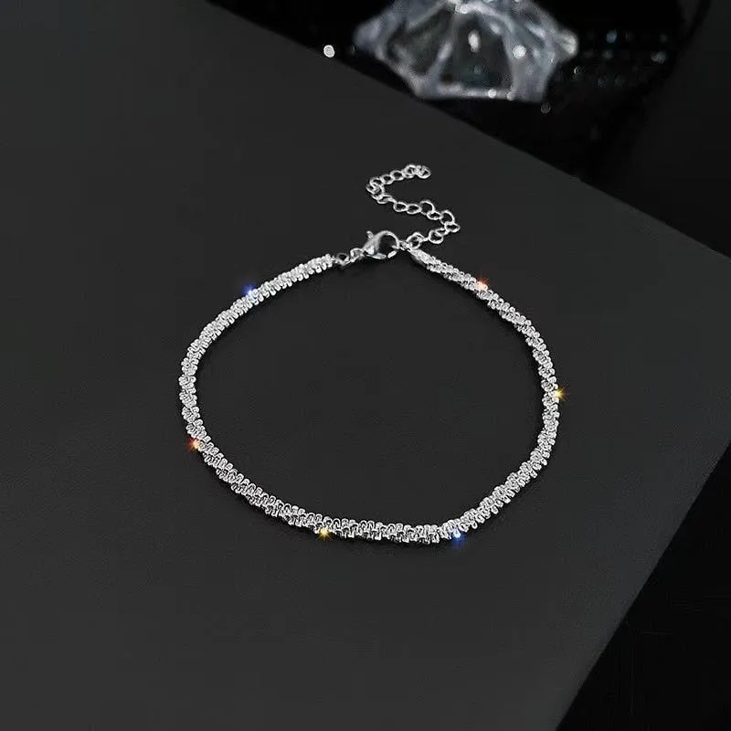 Crystal Charm Bracelets for Women - Gold Colour Beaded Chain Double Layered Adjustable Bracelets Jewellery