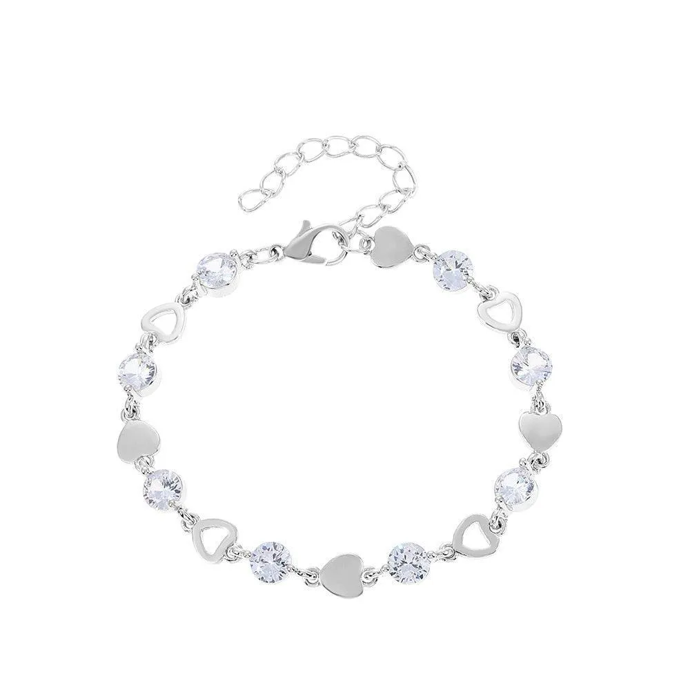 Crystal Charm Bracelets for Women - Gold Colour Beaded Chain Double Layered Adjustable Bracelets Jewellery