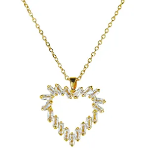 Crystal CZ Devotion Heart Necklace (Goldtone)