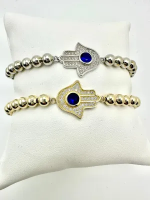 CZ Pave Hamsa Stretch Bracelet